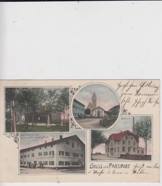AK Parsdorf b. Vaterstetten Kr. Ebersberg - 4 Motive Kirche Brauerei 1903