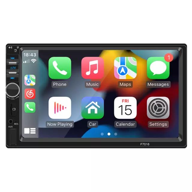 7" Double Din Car MP5 Player Bluetooth Touch Screen Stereo Radio Wired Carplay