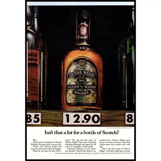 1978 Chivas Regal Scotch Whisky Vintage Print Ad Store Shelf Price Tag Wall Art