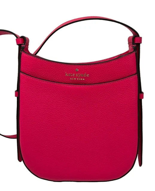 Kate Spade Leila North South Top Zip Crossbody Bikini Hot Pink Pebbled Leather