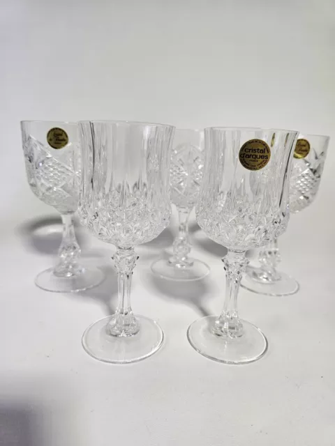 VTG Set Of 5 Crystal Wine Glass Goblets Cristal De France Darques