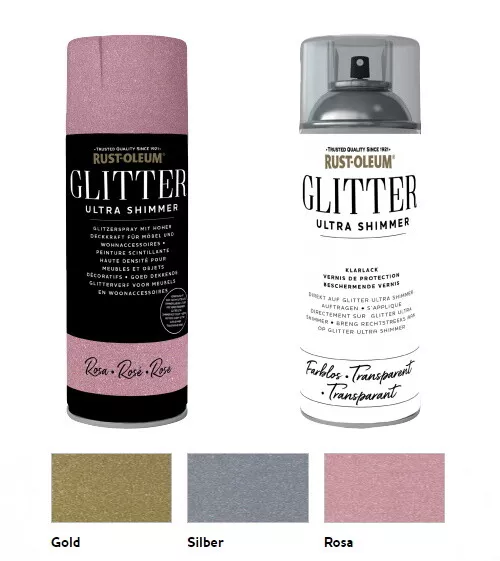 Glitter Ultra Shimmer 400 ml Glitzerspray Farbwahl Möbel Deko Glas Rust-Oleum