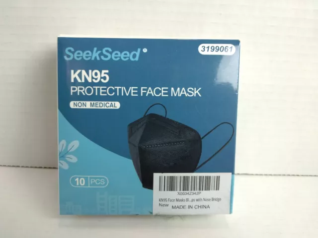 SeekSeed Black KN95 Face Mask Non Medical 10 Pcs New