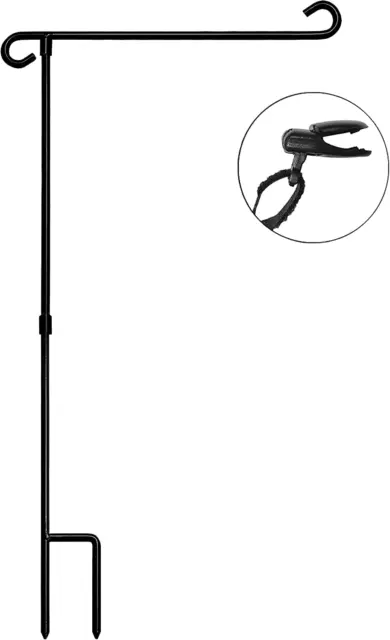 HOOSUN Garden Flag Stand Holder Pole Easy to Install Strong Sturdy Wrought Iron