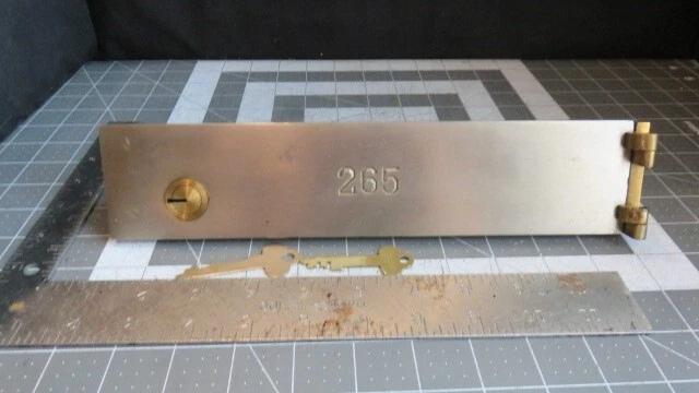 Antique L.L. Bates 1886 Safety Deposit Box Door, Hinges 1 Op & 1 Guard Key #265