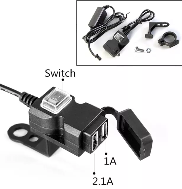 Motorrad Wasserdicht SAE zu USB Adapter Ladegerät Steckdose Innen-Sicherung  12V