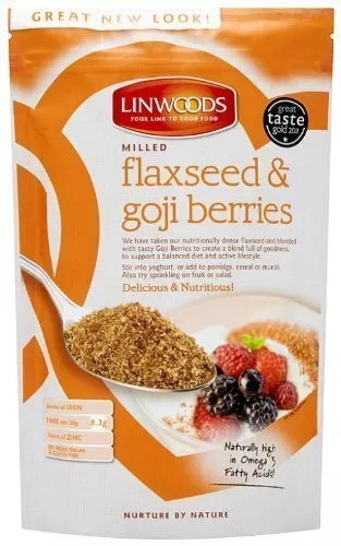 Miscela di semi di lino biologici macinati e bacche di goji - ricco e nutriente 425Gx3