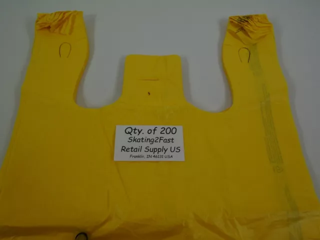 200 Qty. Yellow Grocery Plastic T-Shirt Bags w/ Handles Supermarket Retail 2