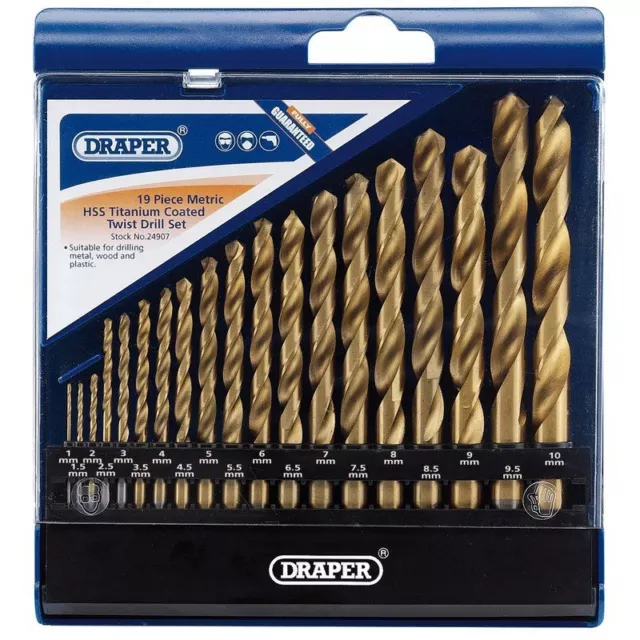 Draper 19 Piece Metric HSS Titanium Coated Drill Set 24907