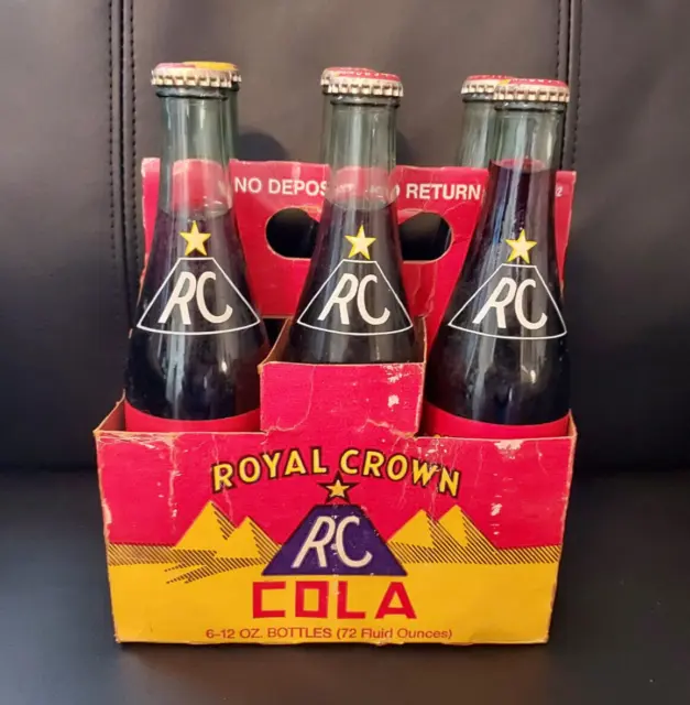 Vintage Royal Crown Pyramid RC Cola 6 Pack w/ Carrier Soda Bottles SEALED FULL +