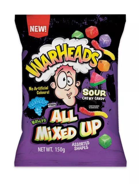 Warheads All Mixed Up Assorted Shapes Sour Chewy Candy 12 X 150g Bags