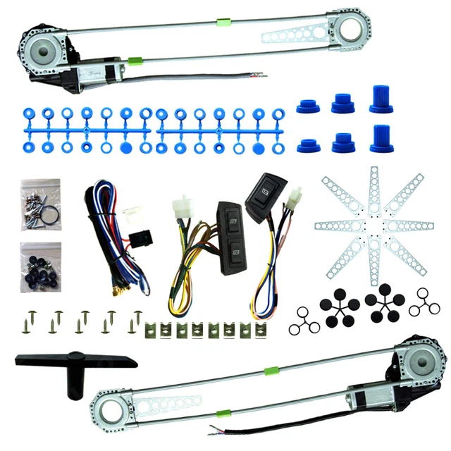 Electric Universal 2 Door Power Window Conversion Kit Roll Up Switches for Car