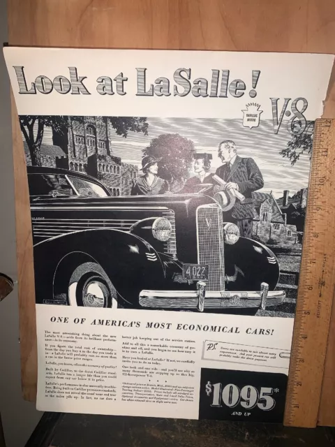 LaSalle V-8 Print Ad 10.5 X 14” Approx. Cadillac Motor!