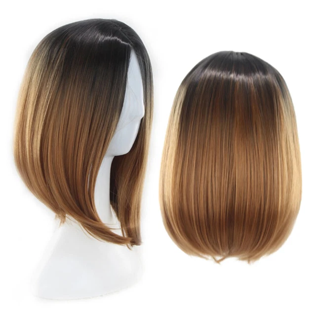Peluca bob de mujer degradado color cosplay pelo artificial peluca corta recta
