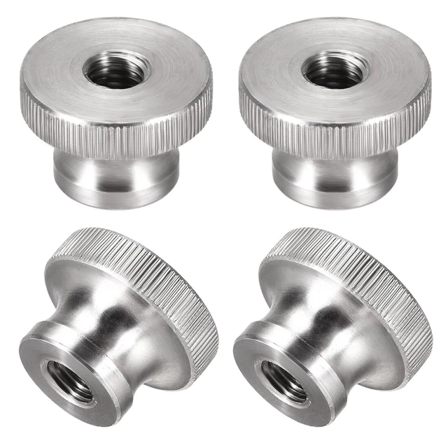 Moleté" écrous - M8 Rond Boutons avec Collier 304 Inox Acier - 4 Pcs