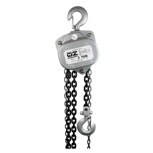 OZ Industrial Chain Hoist Load Capacity 2 Tons 4000 lb 15 ft Lift OZIND020-15CH