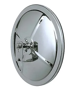 Universal Chrome 5” Round Mirror, Convex w/ L-Bracket for Center Mounting