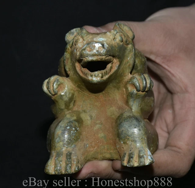 3.2" Rare Old Chinese Bronze Ware Dynasty Palace Bear Xiong Beast Sculpture