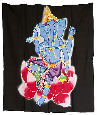 Batik Ganesh Dieu Hindou Tete Elephant Tenture Coton  Fait Main  107x93cm 6541 U