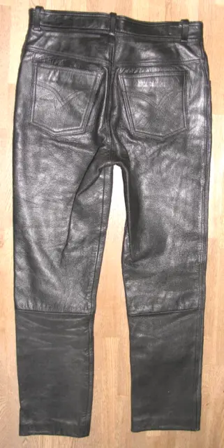 " Raberg " Homme- Jean en Cuir/ Motard- Pantalon Cuir Noir Env. W32 " / L30