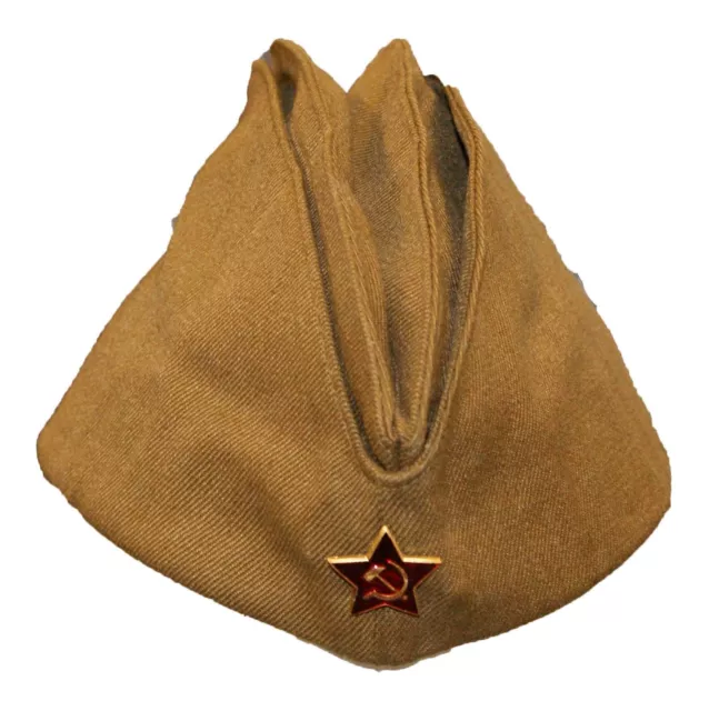 Army Hat Original Russian 1970 USSR Soviet Military Uniform Star Side Forage Cap