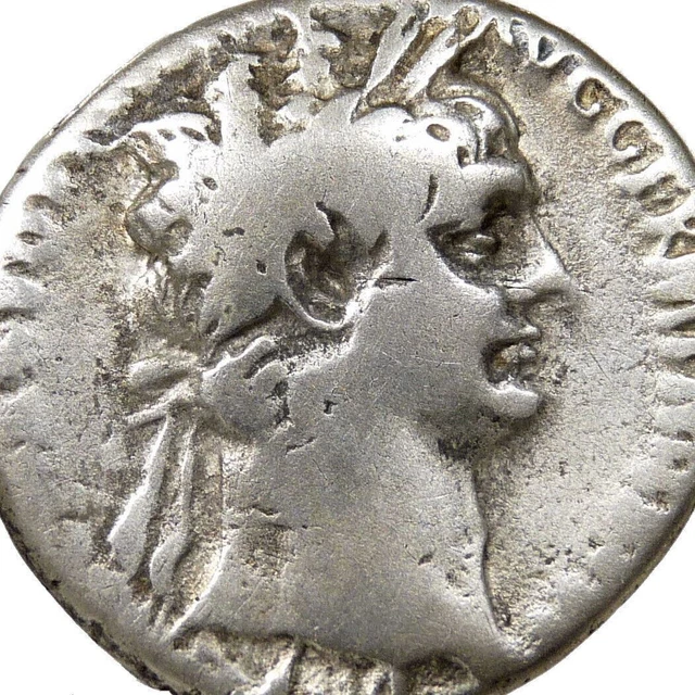 TRAJAN / Legionary Eagle, Military Standards. Roman Tetradrachm Coin Rome mint