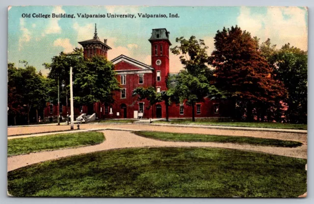 Postcard Valparaiso IN Indiana University Old College Building Porter County