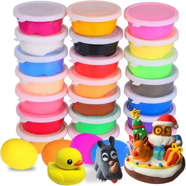 Juego de arcilla suave modelado ultraligero de arcilla seca al aire 24 colores con herramientas de modelado