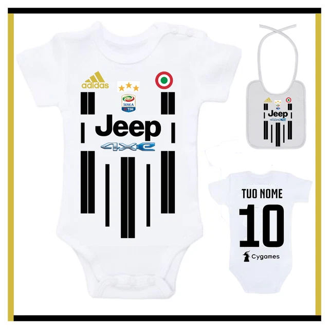 BODY NEONATO JUVENTUS Personalizzato Tutina Maglia Juve Con Bavaglino Coordinato
