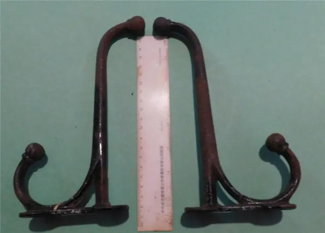 pair heavy iron 8 inch vintage barn hooks