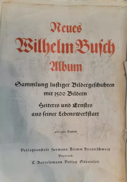 Neues Wilhelm Busch Album, 1949. Für Restauration. Hermann Klemm Braunschweig