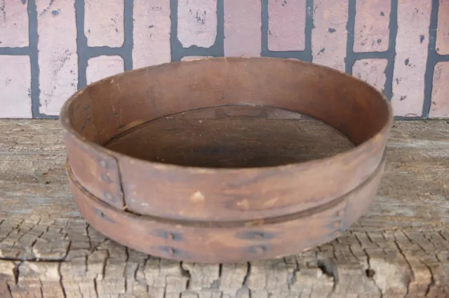 antique primitive bent wood grain sieve screen sifter super patina 12 inch