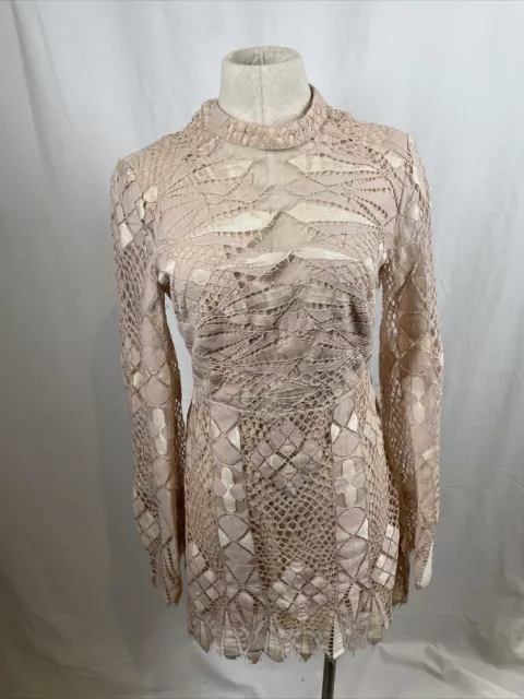 Free People deco lace mini dress Bell Sleeves Size 8