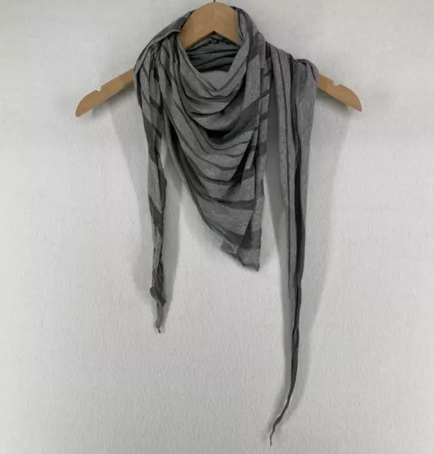 EILEEN FISHER Scarf OS Organic Cotton Jersey Striped Triangle Gray 26" x 70"