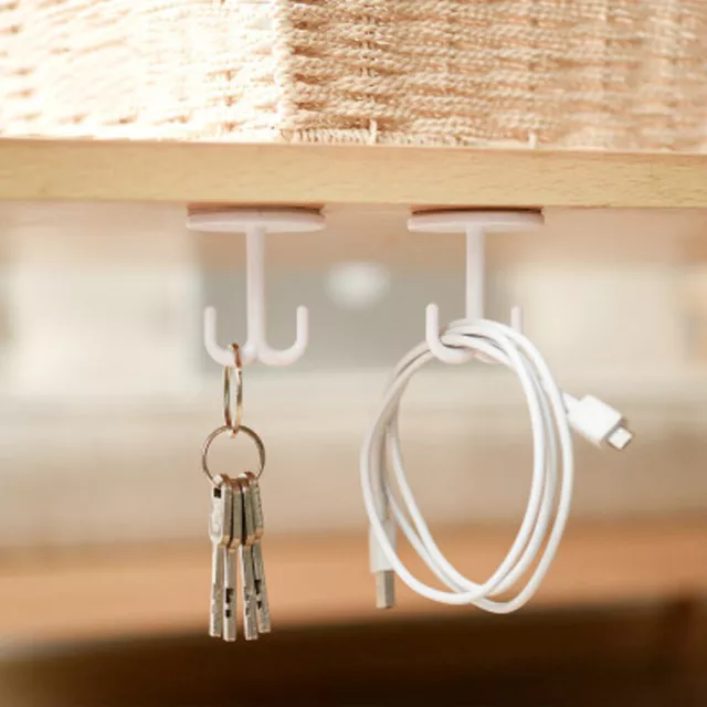 6 PCS Wardrobe Hook under Shelf Cup Hanger Double Prong Coat Hooks Nail Free 2