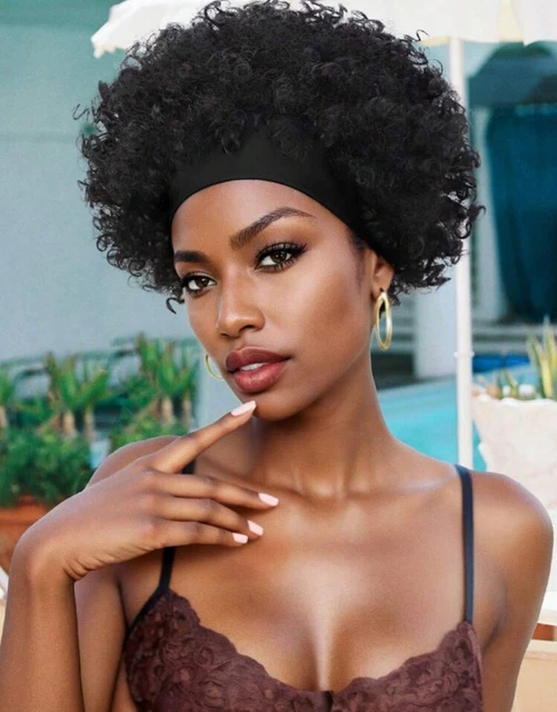 Perruque Synthétique Afro Courte Bouclée Noire 35cm - Avec 4 Bonnets - Neuf Sans étiquettes