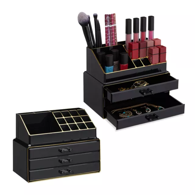 2x Organizer make-up, contenitore cosmetici, porta-trucchi e rossetti portagioie