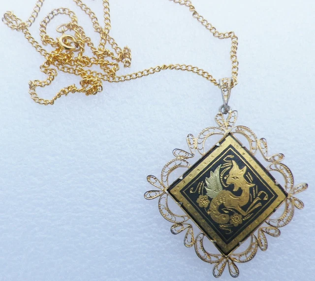 Collier Pendentif Rétro En Bronze - Feuille De Houx Gravée, Style Camée