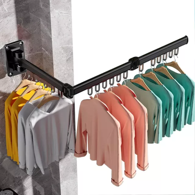 Clothes Drying Rack Wall Mounted Foldable Dryer line Airer In/Outdoor 118.5CM