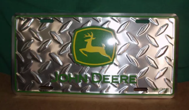 John Deere Diamond Plate Design Agriculture Farming License Plate Tag Aluminum