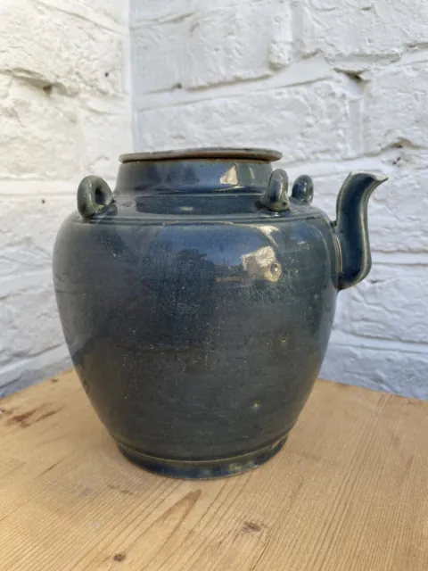 Chinese Blue Glazed Teapot Water Jug Wine Pot Storage Jar  - 19th Century 3