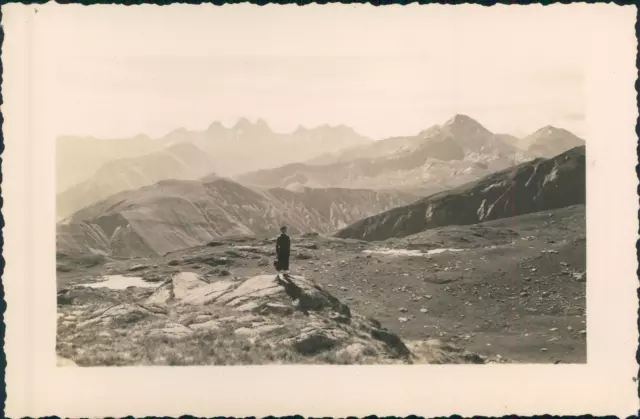 France, Alps, Col de la Croix de Fer, Aiguilles d Arves, 1937, Vintage Silver p