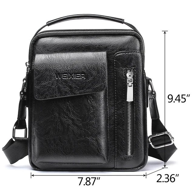 Mens Small Crossbody Bag PU Leather Messenger Shoulder Bag Satchel Purse Handbag