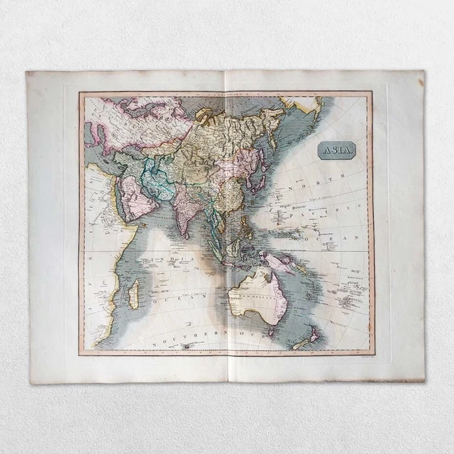 Antique 19Th Century World Atlas Map John Thomson 1814 Asia Asian Continent