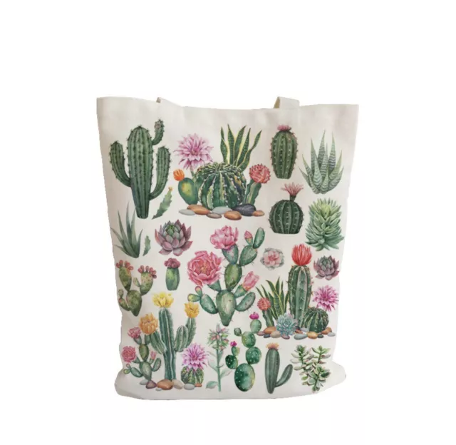 1pc Cactus Tote Bag, Casual Canvas Shoulder Bag, Shopping Bag-13 inch x 15 inch