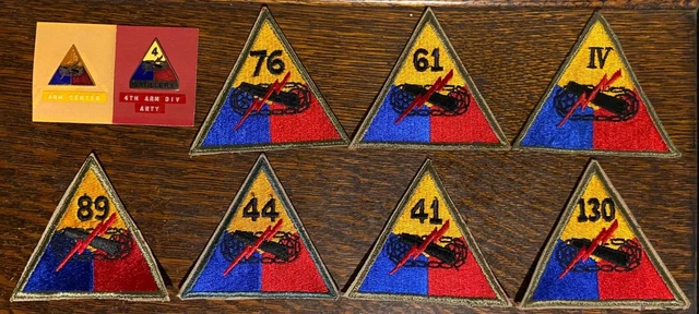 7 WW2 US Army Armor Armored Division Patches 2 Insignia Pins
