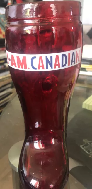 Molson I Am Canadian Red Glass Wellington Boot Mug Stein 32 Oz Beer 2 Lbs Canada