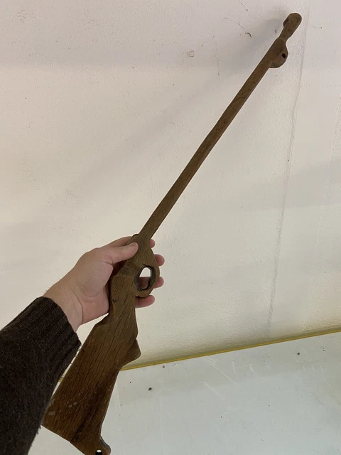 Jouet Ancien en Bois Fusil Art Populaire Artisanal