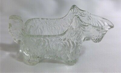 Vintage Scottish Terrier Scotty Dog Clear Glass Creamer Pitcher Candy Hldr 5.5”L