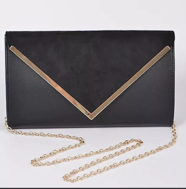 Aldo Black Envelope Clutch/ Shoulder Bag with Chain Strap